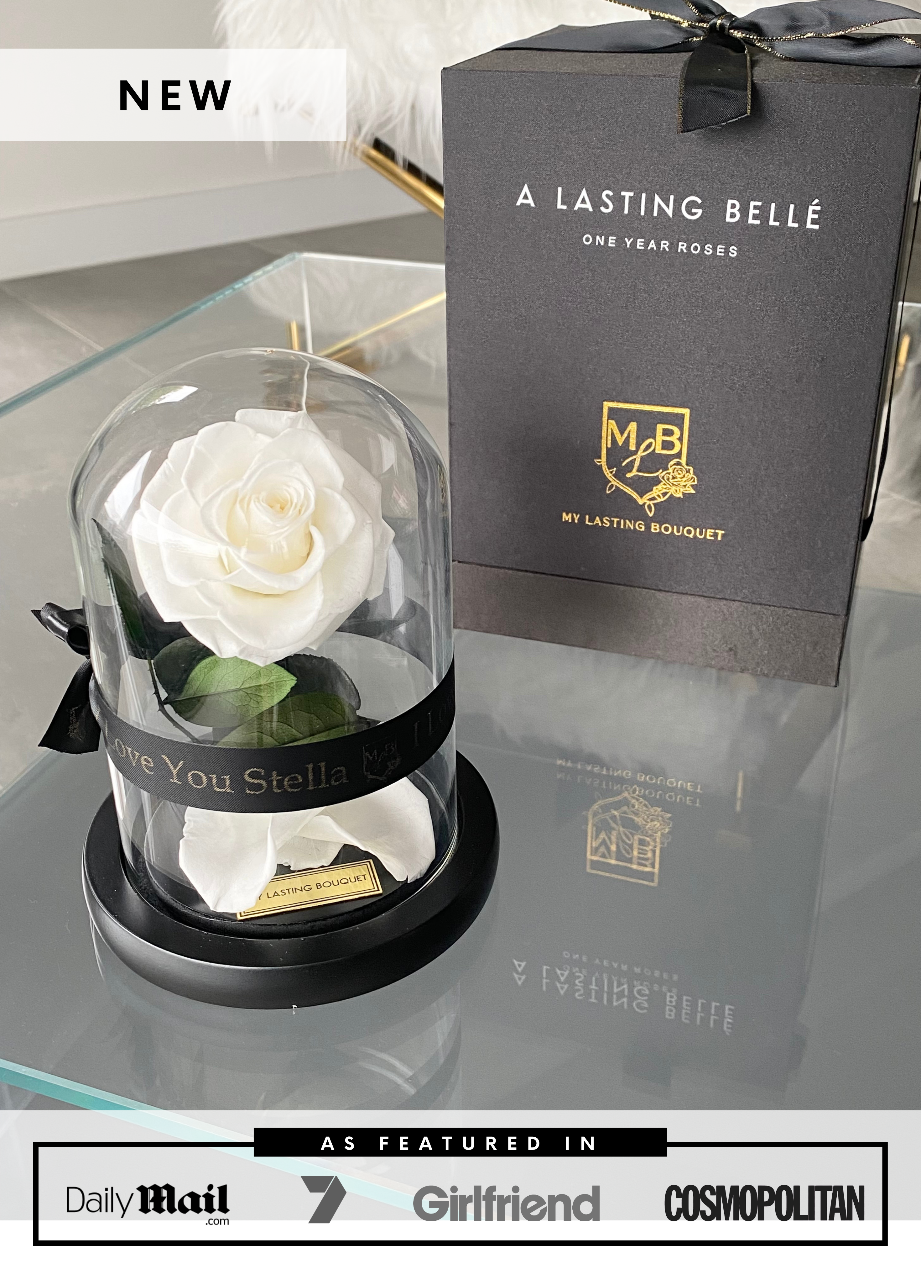WHITE Mini Rose Dome - My Lasting Bouquet